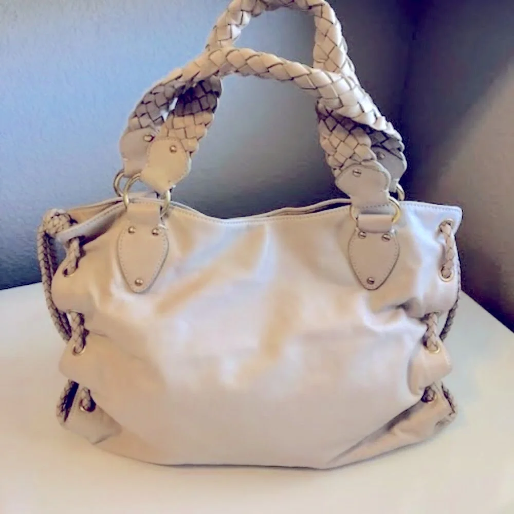 MICHAEL KORS Boho Leather Hobo Bag Braided Straps Cinched Sides MSRP $458